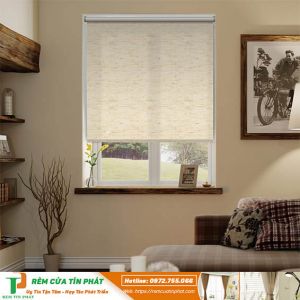 Rèm ngăn phòng dạng cuốn vải vân lá hãng Vạn Thái